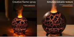 200ML USB Creative Volcanic Planet Humidifier Aroma Diffuser with Colorful Flame