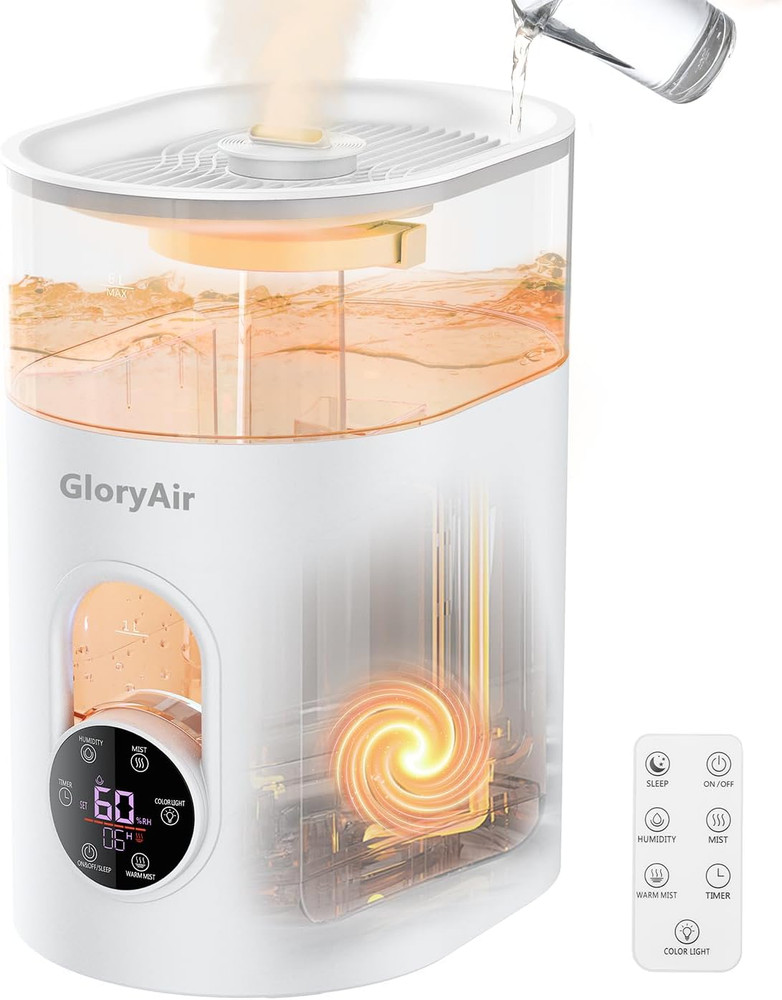 6L Top Fill Humidifier 7-Color Light RC Control Quiet Cool and Warm Oil Diffuser