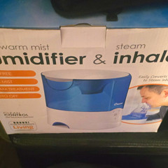 Crane Warm Mist Humidifier & Inhaler Auto Shut Off 0.5 Gal 215 sq ft Blue