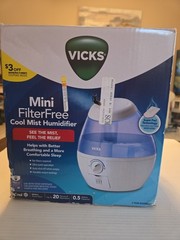Vicks Mini Filter-Free Cool Mist Humidifier 0.5 Gal, Quiet Auto Shut-Off, NOS