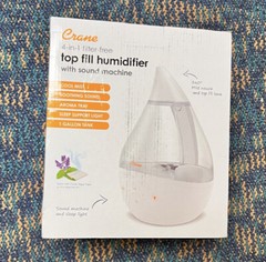 Crane EE-5306CW 4-in-1 Drop Ultrasonic Cool Mist Humidifier – Clear/White