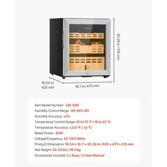 50L 300 – Count Electric Cigar Humidor Cabinet with Compressor Cooling, Cedar