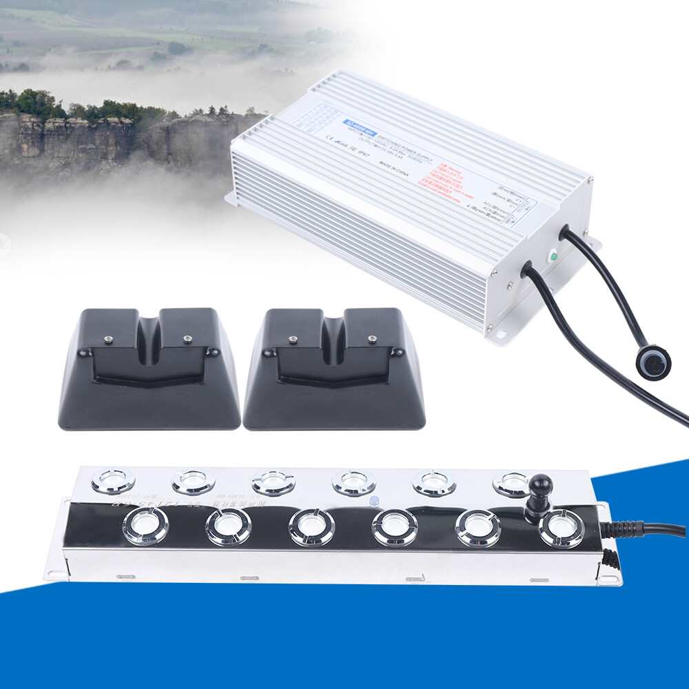 12-Head 110V Ultrasonic Mist Maker Kit Pond Fogger Mister Machine w/2 Buoy NEW!