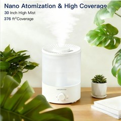 MEGAWISE 24dB Ultrasonic Humidifier 1 Gal for Bedroom Baby Auto Shut Off