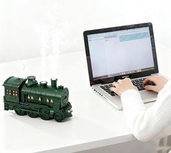 300ML Vintage Train Aroma Diffuser, Remote Control LED Mist Humidifier