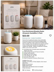 Pure Enrichment Breathe Easier Ultrasonic Humidifier 2-Pack | New in Box