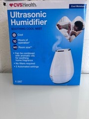 CVS Health Ultrasonic Cool Mist Humidifier No Filters Required, White