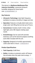 Medisana Aromatherapy Cool Mist Ultrasonic Humidifier Click Night Lite-New