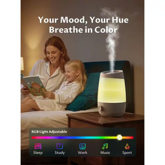 0.66 Gal Ultrasonic Humidifier with Diffuser 270 Sq Ft 7 LED Colors 25Hr Runtime