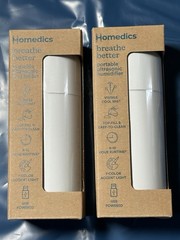 NEW SEALED LOT OF 2 HoMedics Portable Ultrasonic Humidifier White Travel Size