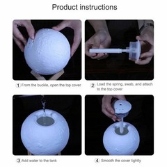 880ml 3D Moon Lamp USB Air Humidifier Aroma Mist Diffuser Purifier Night Light
