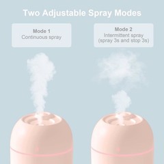 220ml Pink USB LED Portable Mini Humidifier Aroma Oil Diffuser Mist Purifier