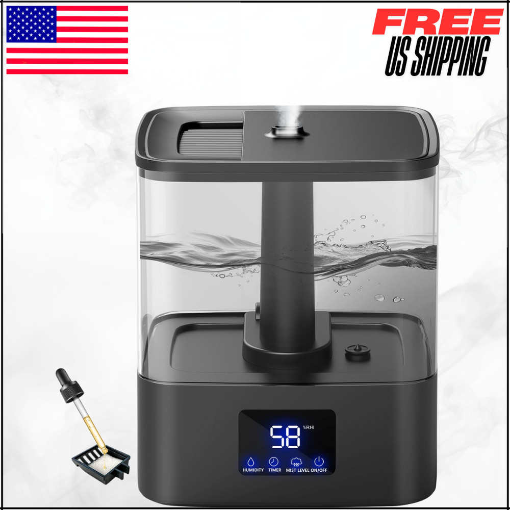 Top Fill Humidifier 60H Runtime Cool Mist with Essential Oil Tray Black Large 4L