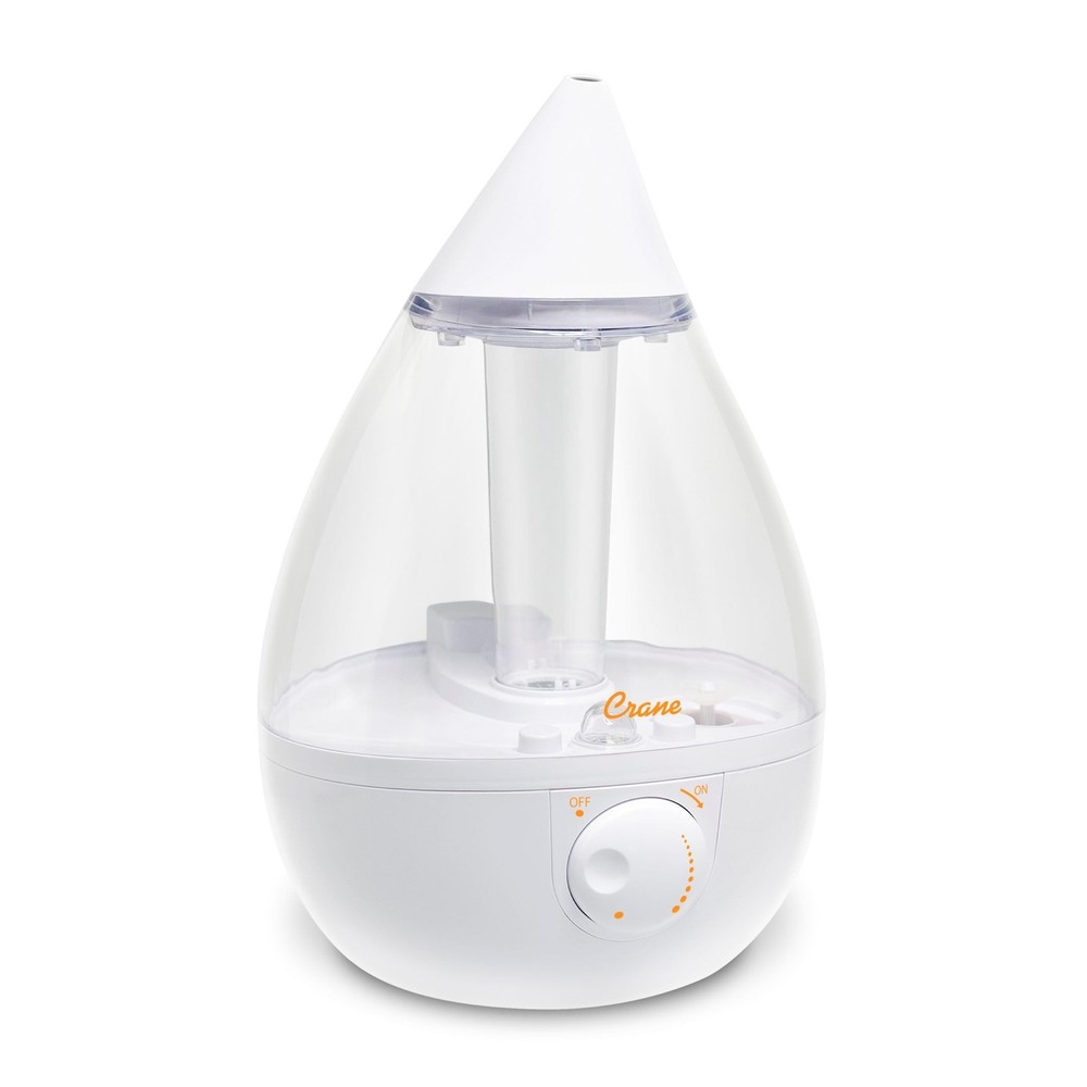 Crane White Teardrop Ultrasonic Cool Mist Humidifier, 1 Gallon Auto… Fast Ship