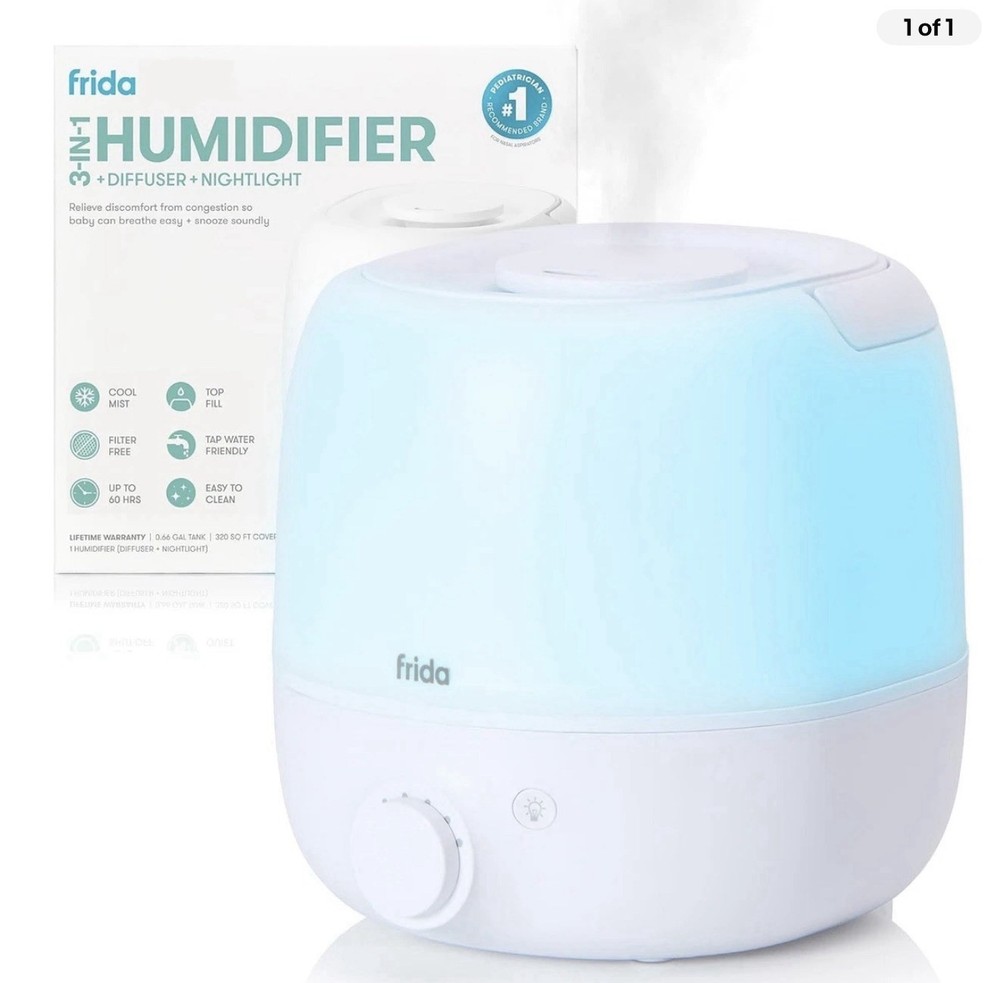 Frida Baby 3-in-1 Cool Mist Humidifier + Diffuser + Nightlight – Open Box