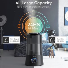 4L Cool Mist Ultrasonic Humidifier & Oil Diffuser – Whisper Quiet for Baby