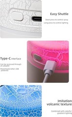 Portable Mini Humidifier Volcanic Texture Colorful 300mL USB Bedroom|Office|Car!