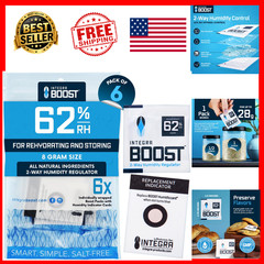 2-Way Humidity Control 62% RH 8 Gram 6 Pack Moisture Balancer Sealed Container
