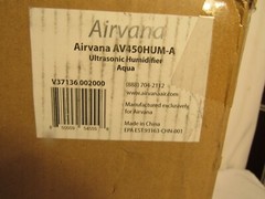 Airvana 1.3L Ultrasonic Cool Mist Humidifier AV450HUM, Color Aqua, New w/Manual