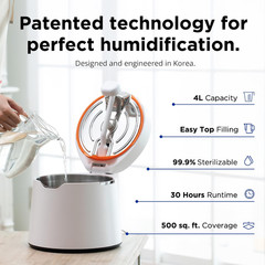 Stainless Steel Ultrasonic Humidifier for Large Rooms, 30Hrs Quiet & Safe