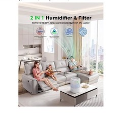 WaterFirst Evaporative Humidifier for Bedroom, 400ml/H Cool Moisture + Filter 3L