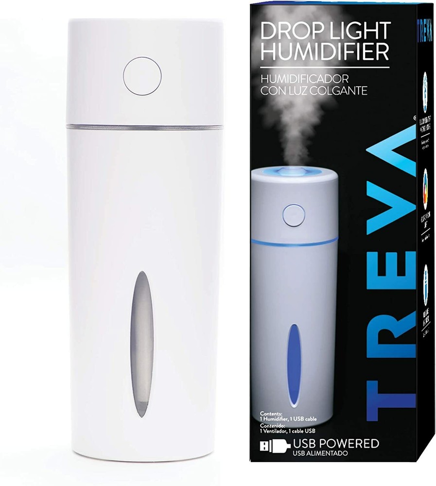 Treva Portable Color Change Drop Light Cool Mist Ultrasonic Mini Humidifier USB