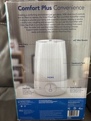 Vicks 1 Gallon Filter Free Cool Mist Ultrasonic Humidifier, VUL545, White