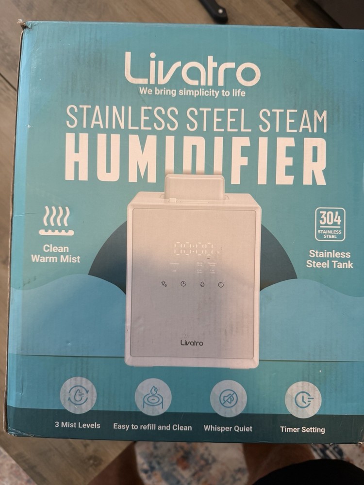 Livatro Stainless Steel Humidifier 3L Warm Mist Easy to Clean. ONLY USED ONCE
