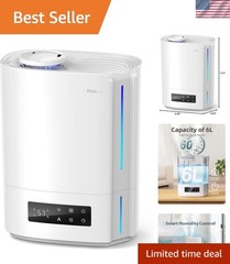 6L Humidifiers for Bedroom Large Room & Essential Oil Diffuser, Ultrasonic To…