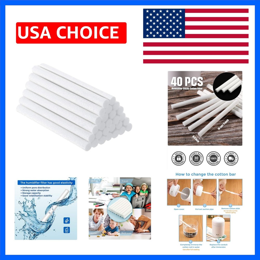 40 Pieces Humidifier Filter Cotton Refill Travel Mini Humidifier Filters Stic…