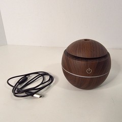 Mini Wood Grain USB Cool Mist Humidifier LED Sphere w/ Power Cord