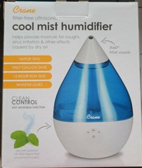 Crane Droplet Ultrasonic Cool Mist Humidifier 1/2 Gal 15 HR Model Ee-5302 B309