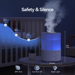 Raydrop Humidifiers for Bedroom, 3.0L Cool Mist Humidifiers for Large Room & Hom