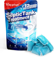 Septic Tank Treatment 12 Pcs for 1-Year Supply, Dissolvable Packs with Easy Oper