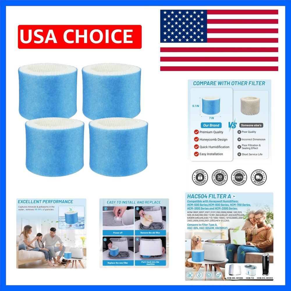 4 Pack Upgraded Humidifier Filters for Honeywell Humidifier | , AW, , , HCM-3…