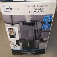 Mainstays Round Ultrasonic Cool Mist Humidifier 1 Gal Night Light – Black