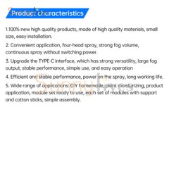 Type-C DC5V Ultrasonic Mist Maker Atomizing Module DIY Humidifier Kits w/ Lights
