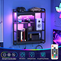 Gaming Floating Shelves with LED Lights, 26.4″ LED Wall Mounted Shelf, Modern Co