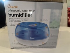 Crane EE-5951 0.2 Gal. Ultrasonic Cool Mist Humidifier – Blue and White