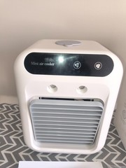 Cold Air Humidifier Battery Operated Rechargeable 2 Speed Large Water Tank White