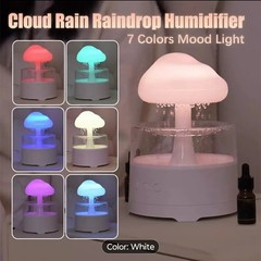 Rain Cloud Aroma Diffuser 7-Color LED Waterfall Humidifier USB Night Light White