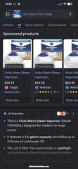 Vicks Warm Steam Vaporizer Warm Mist 1.5 gal Night Light Auto Shut Off