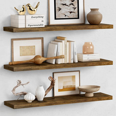 36 Inch Floating Shelves for Wall Long Set of 3, Large Deep Wall Shelves for Bed