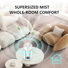 6L Cool Mist Humidifier for Large Rooms, 60H Quiet Operation, Easy Clean, Night