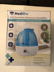 Medibio 2.5 L Cool Mist Ultrasonic Humidifier Ultra Quiet No Filter Required