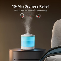 Humidifiers for Bedroom, Large Room, 1.5L Top-Fill, 2 Packs | 3 in 1 Ultrasonic