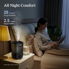 2.5L BPA-Free Cool Mist Humidifier: Quiet, Easy Clean, Rotating Nozzle for Home