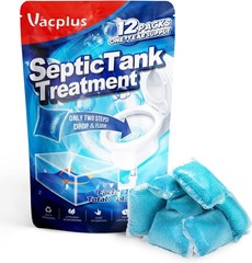 Vacplus Septic Tank Treatment 12 Pcs 1-Year Supply, 2X Efficiency