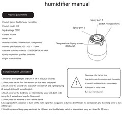 1.3L Ultrasonic Humidifier: Dual-Mist, Top-Fill, LED Light – Ideal for Bedrooms