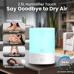 Everlasting Comfort 2.5L Top Fill Humidifier for Bedroom Quiet Easy to Fill &